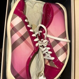 Burberry Women's Pink Check Sneakers